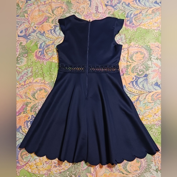 Sequin Hearts NWT Junior's Size 7 Blue Sleeveless Lace Waist Scallop Hem Dress - Picture 2 of 14